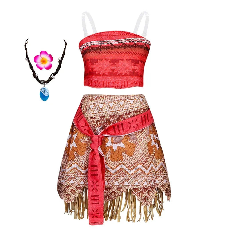 New Disney Movie Moana Girl Dress Halloween Cosplay Party Costume Princess Fancy Clothes Children Vaiana Outfit Dress