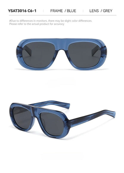 Vintage Pilot Rectangular Frame  Men Sunglasses Fashion Polarized Shades UV400 Women Trending Punk Sun Glasses INS Eyeglasses
