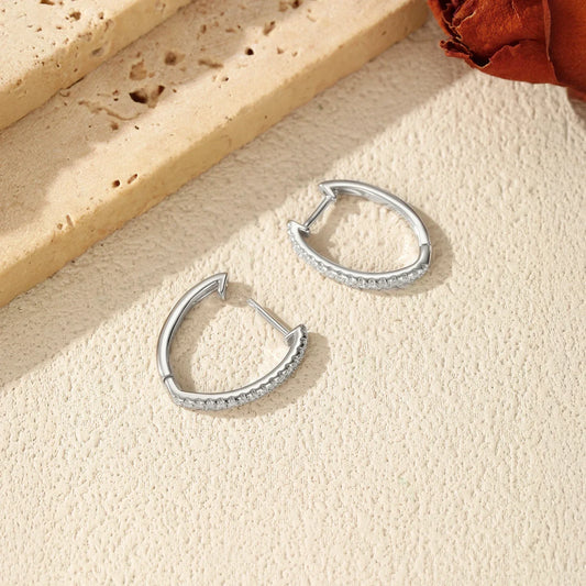 D Color Moissanite 925 Sterling Silver Geometric Stackable Fashion Thin Hoop Earring For Women Dating Fine Jewelry