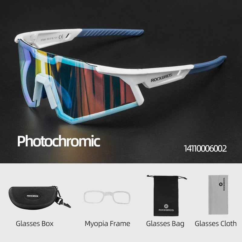 Photochromic Cycling Glasses Polarized Adjustable Nose Support Myopia Frame Sports Sunglasses Men Women Eyewear Goggle