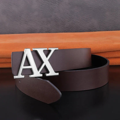 HigFashion Personality Buckle A Letter Belt Men's Leather Waistband Designer Luxury Brand Belts Casual Black Cowskin Waist Strap