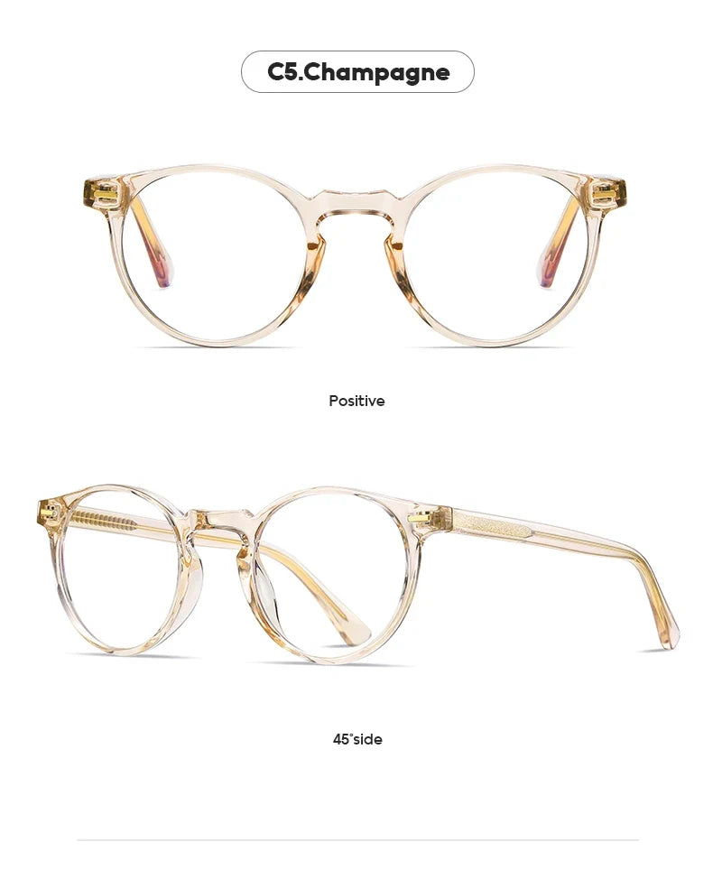 Round Blue Light Reading Glasses Women Eye Glasses Frame for Women Retro Plastic Titanium Anti-Blue Light Computer Eyewear