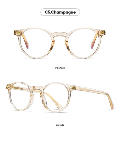 Round Blue Light Reading Glasses Women Eye Glasses Frame for Women Retro Plastic Titanium Anti-Blue Light Computer Eyewear