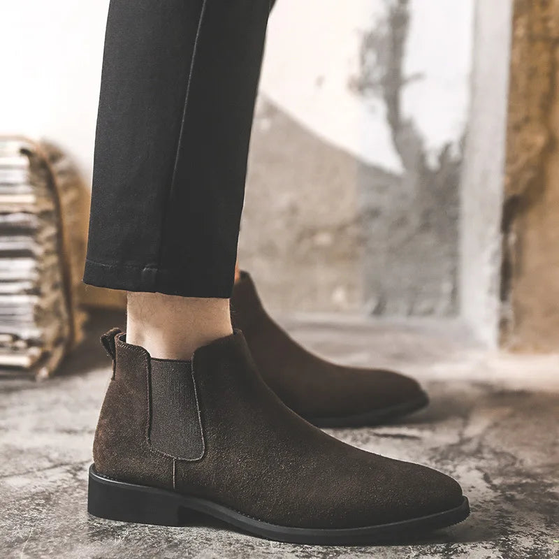 2026 Men Elevator Shoes Chelsea Boots 6cm 8cm Invisible Inner Increase Shoes Man Height Increasing Shoes Suede Leather Men Boots