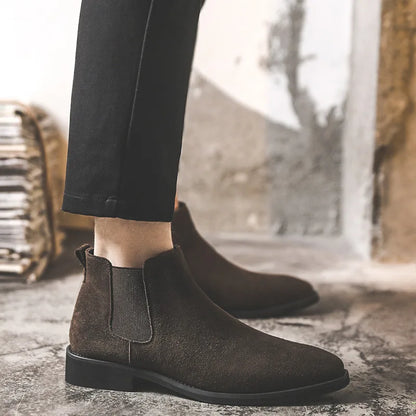 2026 Men Elevator Shoes Chelsea Boots 6cm 8cm Invisible Inner Increase Shoes Man Height Increasing Shoes Suede Leather Men Boots