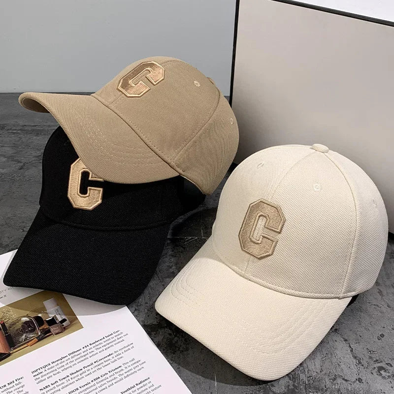 Simple Letter C Embroidered Baseball Cap For Men Women Solid Color Adjustable Sun Hat Unisex Casual Hip Hop Dad Trucker Cap
