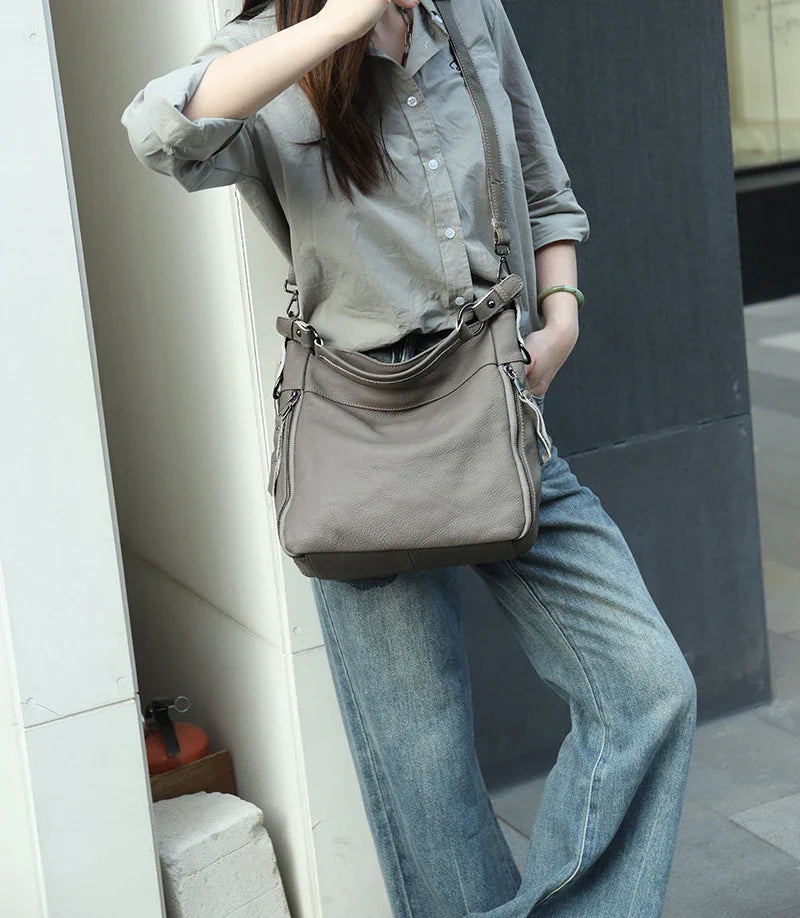 High Quality Women's Real Cow Leather Luxury Handbag, Versatile Ladies' Large Capacity Shoulder Crossbody High-end Commuting Bag