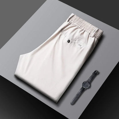 2026 Men's Summer Casual Pants Thin Ice Silk Men's Pants Fashion Straight  Elastic Men's New Pants Men's Pants