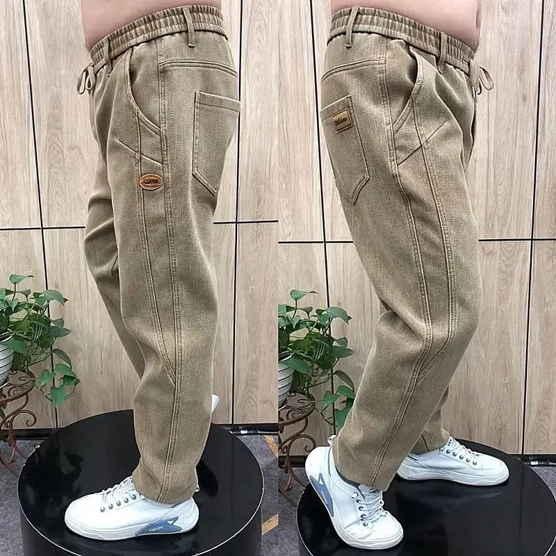 Autumn Pants Men's Jeans Men's Trousers Loose Versatile Autumn Winter High-waist Middle-aged Stretch Harem Pants