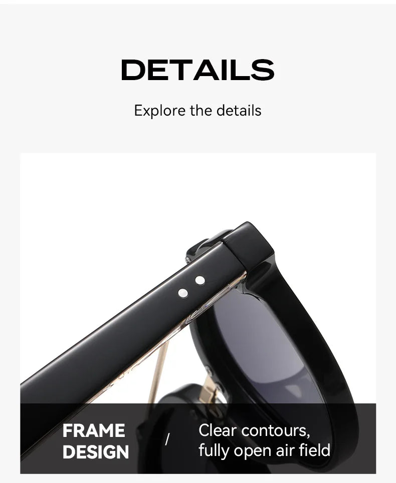 New High-end Flat Top Double Bridges Men Polarized Sunglasses Acetate Square Suneyeglass Women Fashion Retro Gifts Eyewear UV400