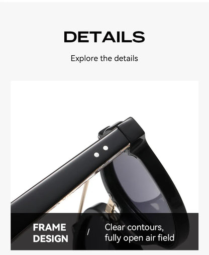 New High-end Flat Top Double Bridges Men Polarized Sunglasses Acetate Square Suneyeglass Women Fashion Retro Gifts Eyewear UV400