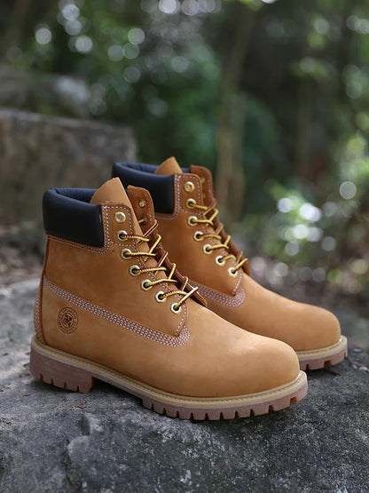 New Work Boots Men's Original Comfy Shoes Outdoor Hiking Leather Casual Shoes For Men Basic Boots Waterproof Yellow Boots