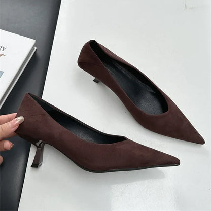 2024 Autumn Pointed Toe Women Sexy Shallow Slip On Pumps Shoes Fashion Thin High Heel Ladies Elegant Dress Shoes Mujer