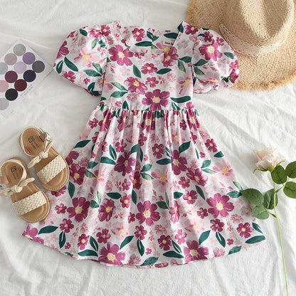 Bear Leader Girls Elegant Dresses 2025 New Summer Kids Party Costumes Girl Floral Princess Outfits Children Vestidos Clothing