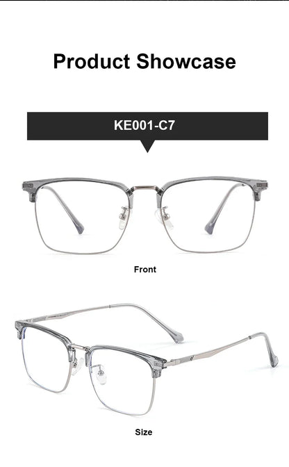 Men's Classic Business Eyeglasses Frames Anti-Blue Light Reading Glasses Myopia Hyperopia Customizable Prescription KE001