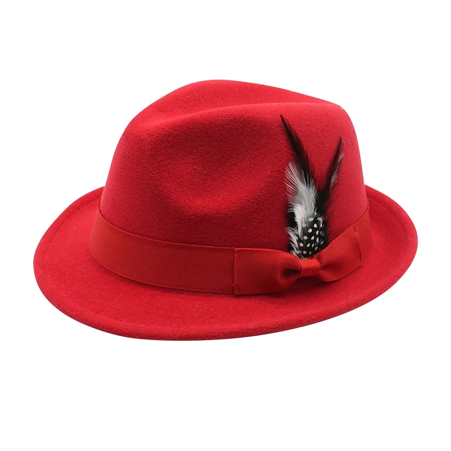 Vintage Fedora Hat Women Men Top Hat, Feather Felts Hat, Men's Jazz Hat European And American Gentleman Soft Woolen Hat