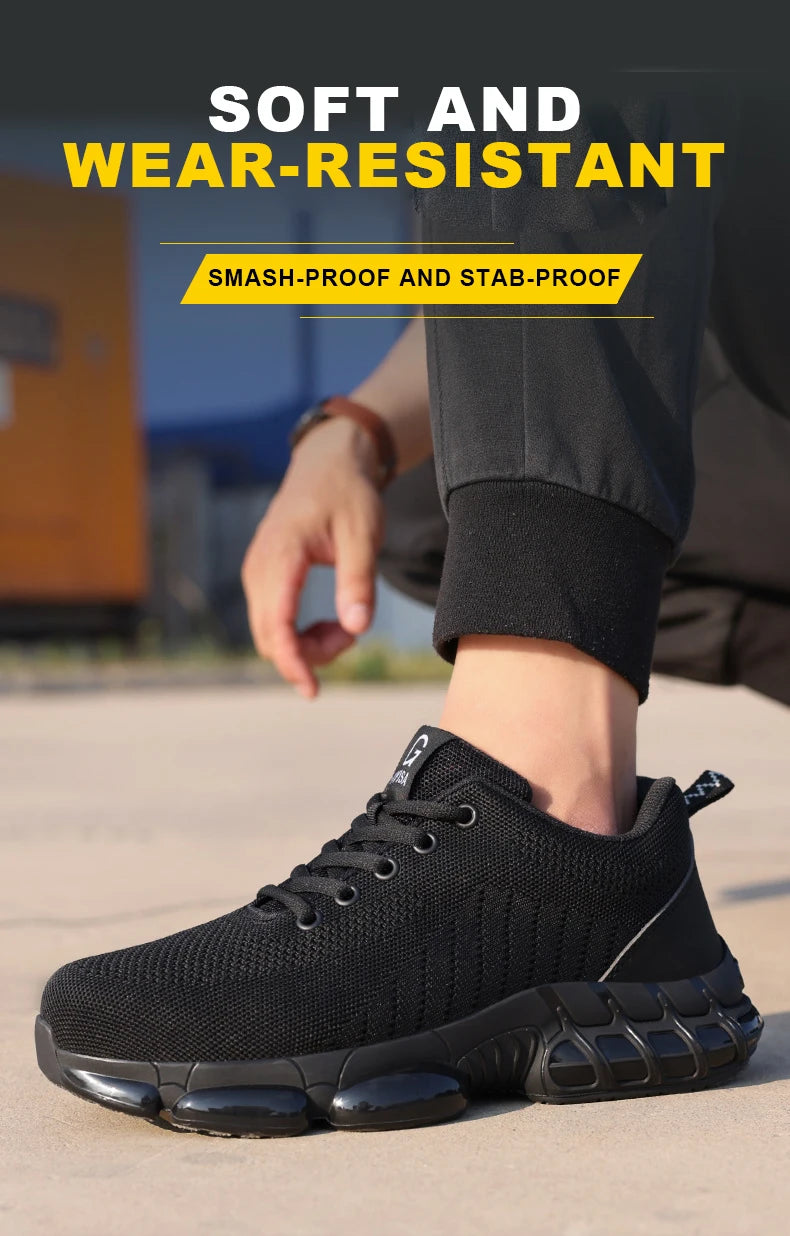 Steel Toe Shoes for Men Lightweight Work Shoes Air Cushioned Sneakers Indestructible Construction Industrial Work Safety Sneaker