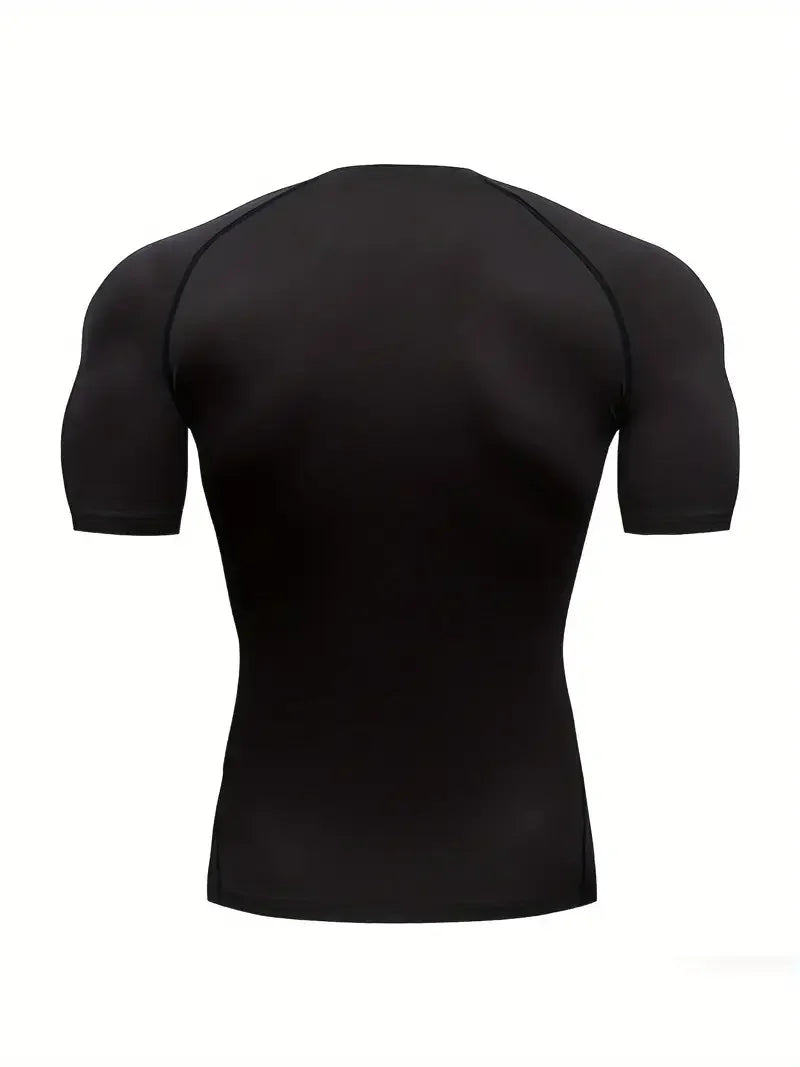 Men's sports tight short sleeved shirt with pink spider pattern print design, breathable, quick drying, sweat absorbing