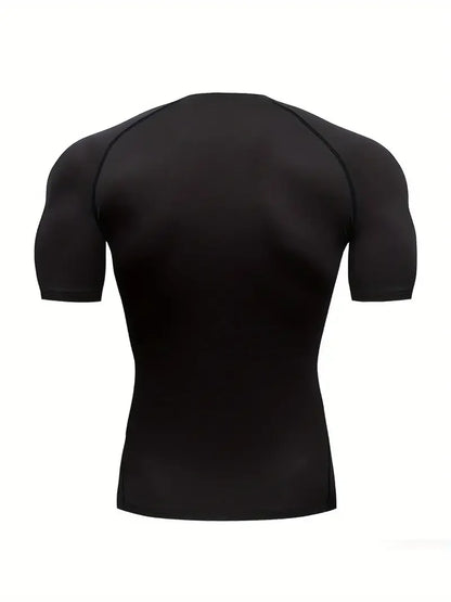 Men's sports tight short sleeved shirt with pink spider pattern print design, breathable, quick drying, sweat absorbing