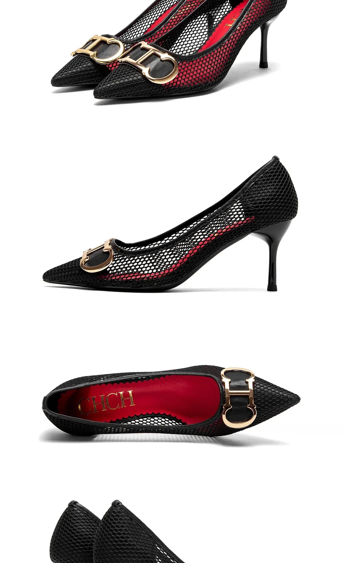 Women's High Heels 2025 Spring New Hollow Business Women's Shoes 7cm Red Evening Shoes