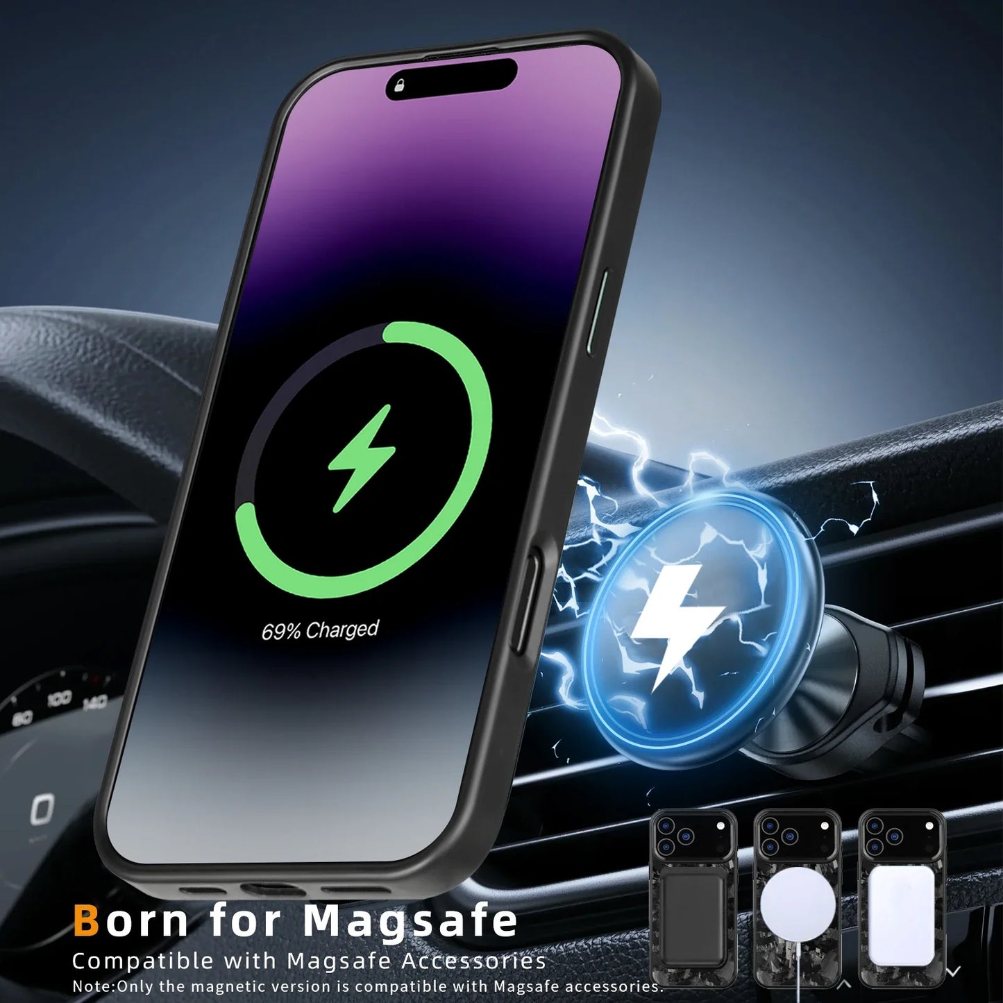 Real Premium Forged Carbon Fiber Phone Case For iPhone 17 Pro Max Air Shockproof Anti-slip Magnetic Wireless Charging Cover