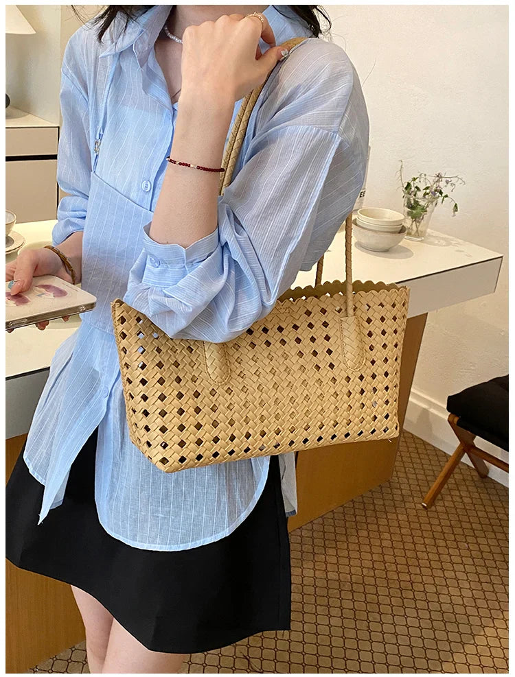 Fashion Woman Shoulder Bags for Women 2026 Brand Luxury Designer Bag Female Totes Purses Ladies Woven Shoulder Handbag Summer