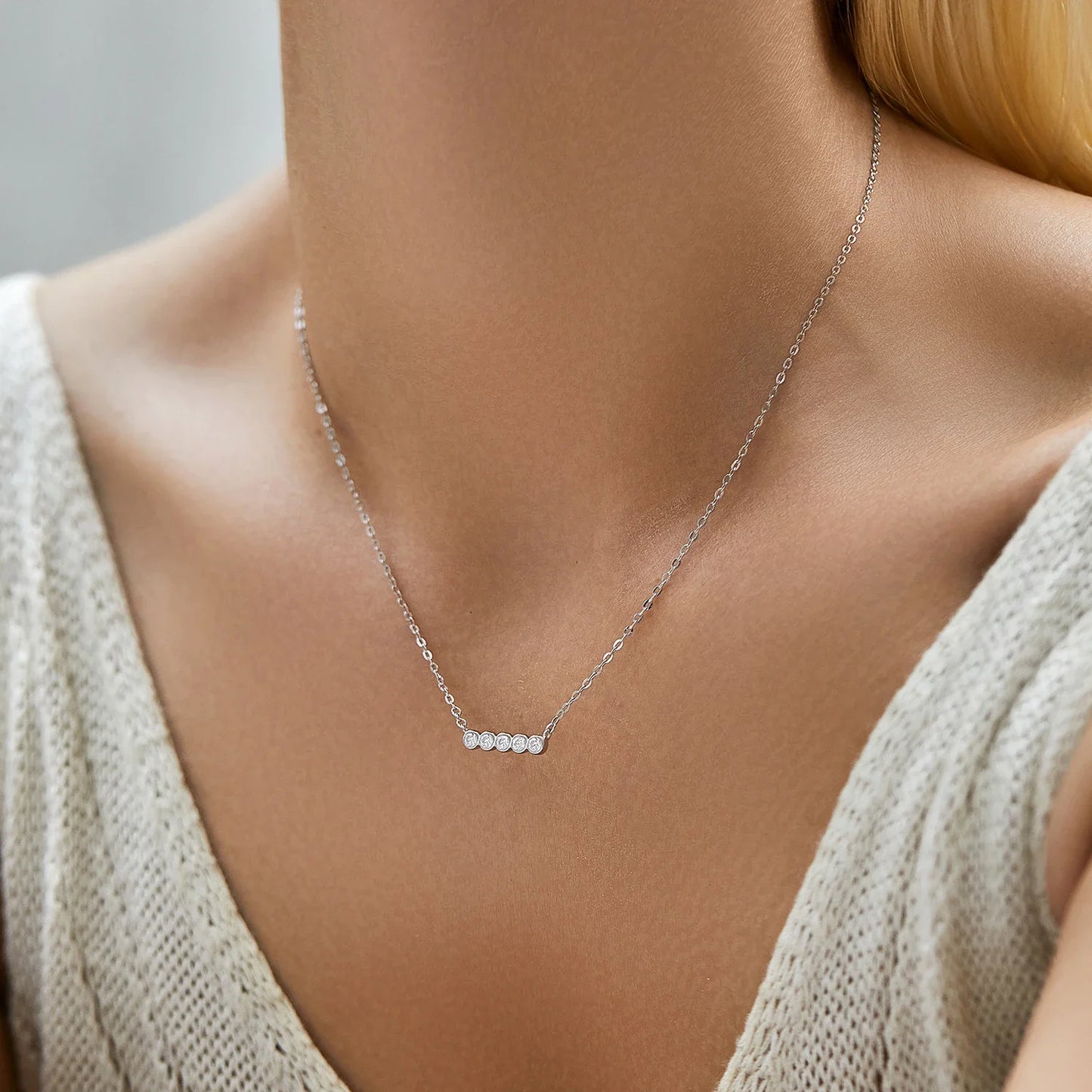 D Color Moissanite 925 Sterling Silver Stackable Pendant Necklaces Lab Diamond Link Chain Jewelry For Women Luxury Gift