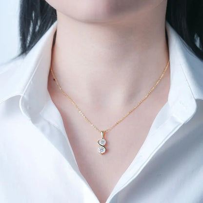 GRA Certified 1CT Moissanite Round Pendant Necklaces for Women 925 Sterling Silver Fine Jewelry Chains for Wedding Gift