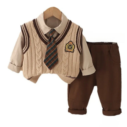 New Autumn Baby Clothes Children Boys Vest Shirt Pants 3Pcs/Sets Kids Clothing Infant Casual Cotton Costume Toddler Tracksuits