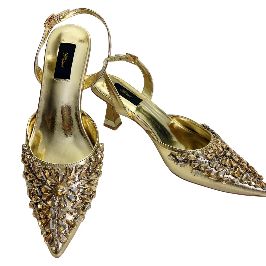 Women's Clutch Bag and Shoes Fairy Diamond High Heels Stylish Dress Shoes Pointed Toe Stiletto Heels Elegant Party Wedding Shoes