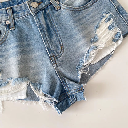 American Retro Camouflage Mini Shorts 2026 Ladies Hollow Out Slim Beach Pants Hot Girl Sexy Print Denim Shorts