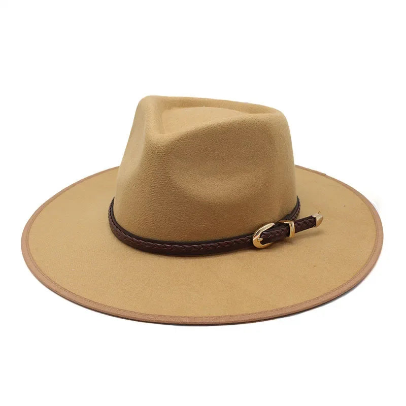 2024 Fashion Women Winter Wool Fedora Hat Men Simple Wide Brim Vintage Felt Jazz Hats New Top Trilby Cap