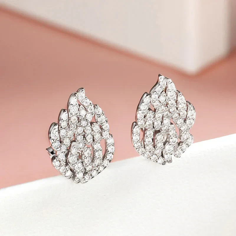 18k Gold Plated Full Moissanite Stud Earrings for Women Luxury Jewelry Gift for New Year Girl 925 Sterling Silver Earing