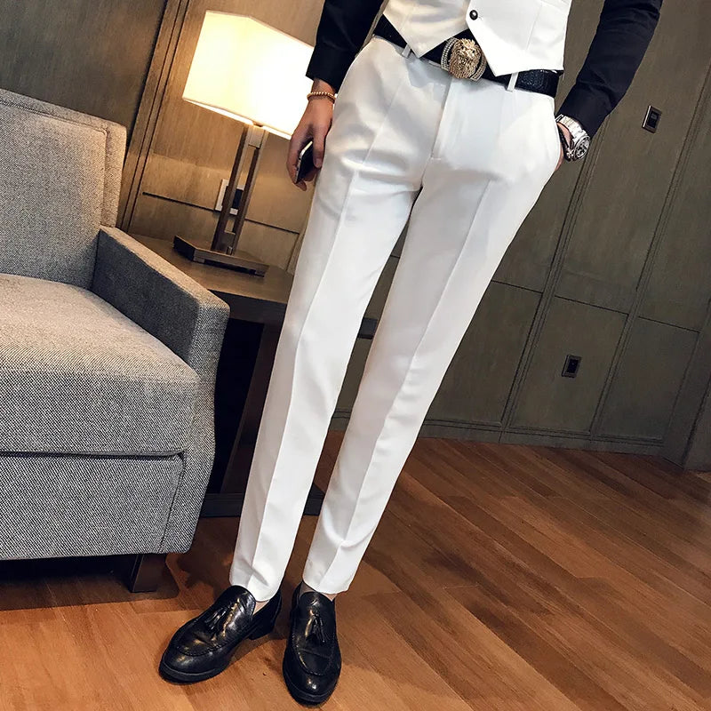 2022 Spring Summer New Men Suit Pants Solid Color Casual Business Dress Pants Slim Fit Trousers Formal Men Social Casual Pants