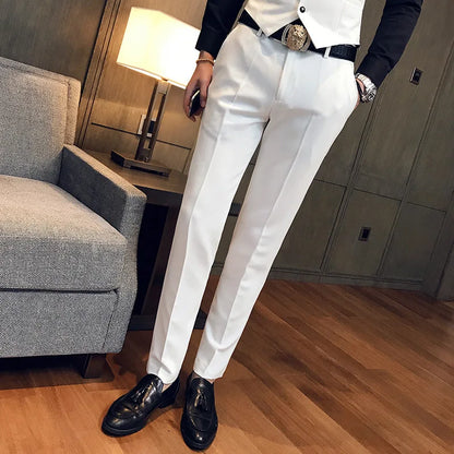2022 Spring Summer New Men Suit Pants Solid Color Casual Business Dress Pants Slim Fit Trousers Formal Men Social Casual Pants