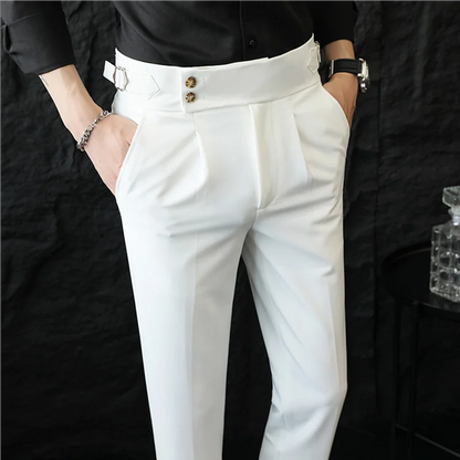 High Quality Italian Style High-waisted Suit Pants Fashion Neapolitan Men's Slim Fit Business Office Social Wedding Trousers