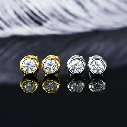 Real 3ctw. D Color Moissanite Jewelry Set 925 Silver 18k Gold Plated Pendant Necklace Stud Earrings Set for Women Men Gift