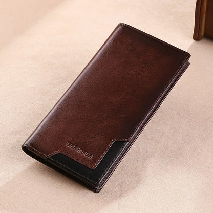 Wallet men's genuine leather new wallet long card bag storage silver foreskin clip hand-held bag gift