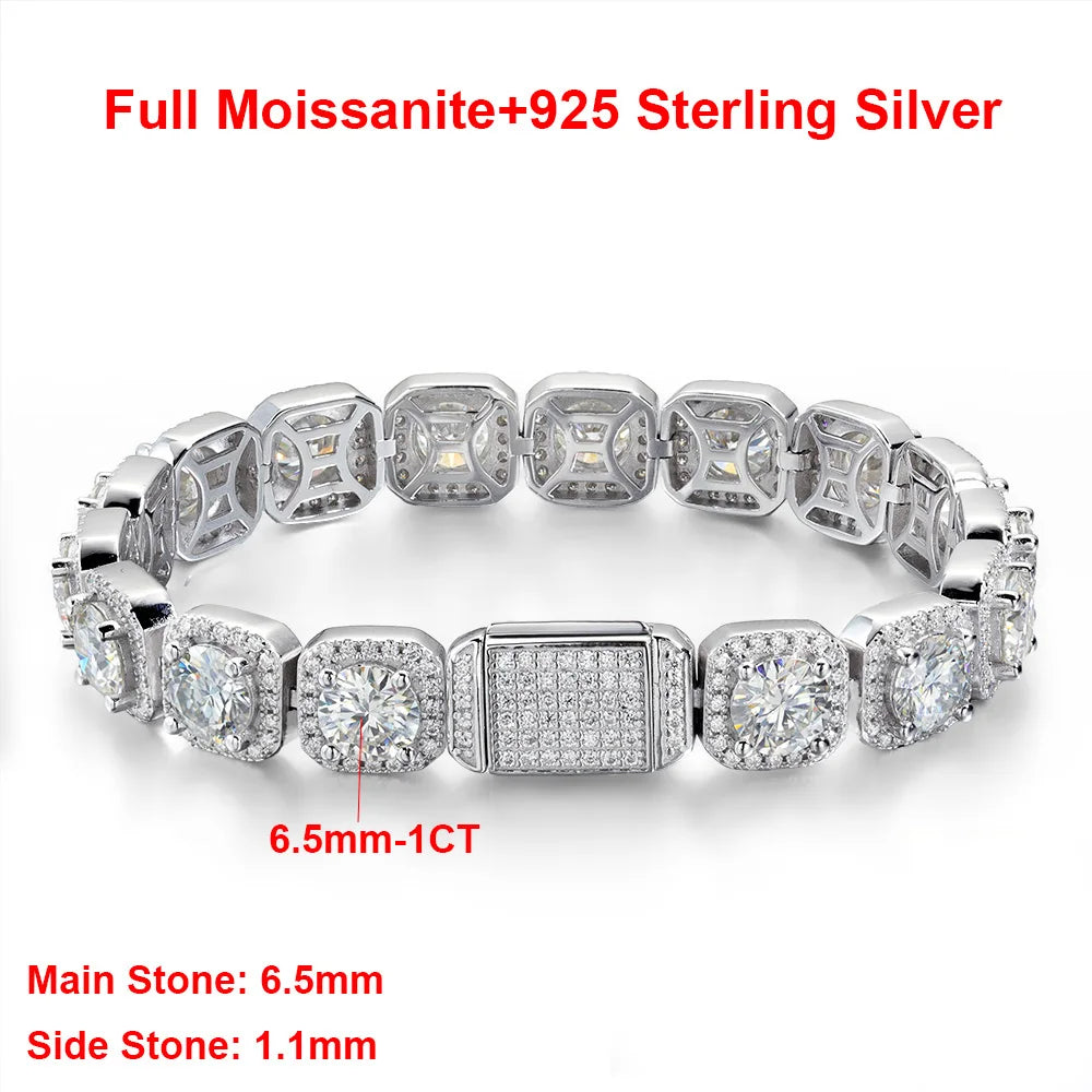 Luxury Full Moissanite Bracelets S925 Silver GRA Certified Lab Diamond Hand Chain for Women Men Wedding Fine Jewelry Gifts