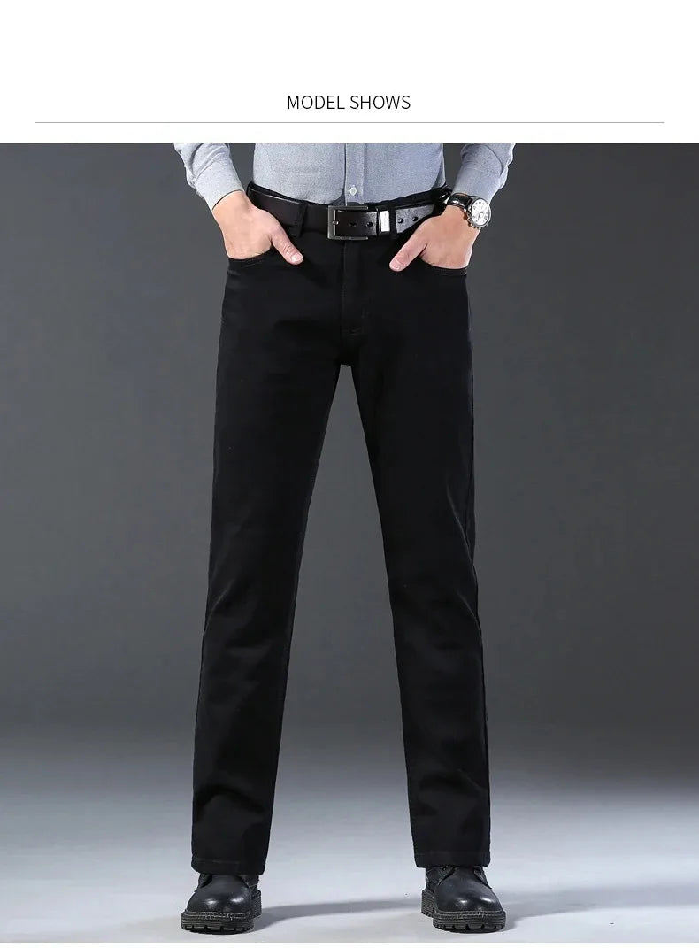 2026 Classic Men Straight Jeans Homme Pantalon Streetwear Soft Black Blue Masculino Denim Mans Pants