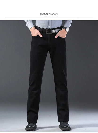 2026 Classic Men Straight Jeans Homme Pantalon Streetwear Soft Black Blue Masculino Denim Mans Pants