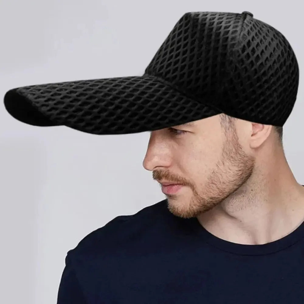 Large Head Man Outdoor Fishing 14cm Long Peak Big Size Sun Hat Oversize Trucker Cap Plus Size Mesh Baseball Caps  60-63cm