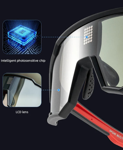 Sunglasses Polarized Cycling Glasses Electronic Color Change Glasses UV400 Safety Bike Bicycle Eyewear Sports Goggles