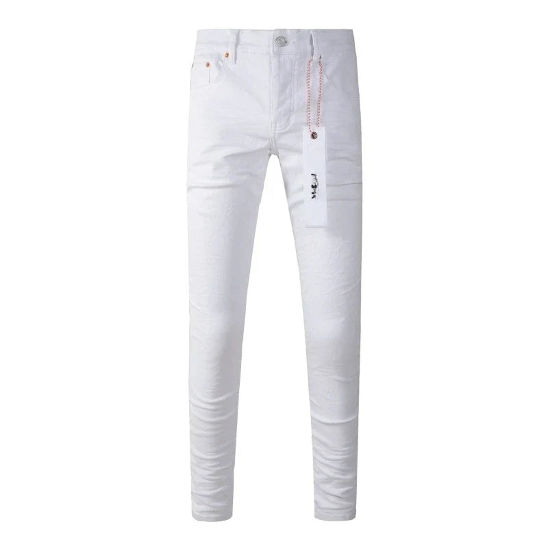 Spring New Men's White Skinny Jeans High Quality Slim Fit Trousers Streetwear Hip Hop Style Casual Fashion Stretch Denim Pants