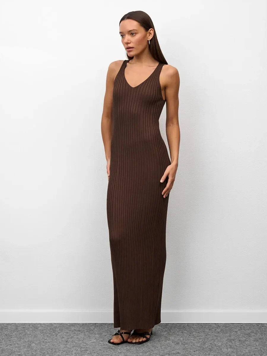 Women's Sleeveless Knitted Dress Strap Summer Fashion Wide Shoulder Inner Long Skirt Slim Fit Casual Dresses