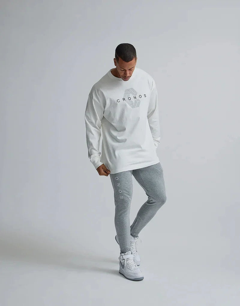 Classics Print Long Sleeve 100% Cotton Men T-shirt Gym Fitness Bodybuilding Workout Casual T Shirt Male Sport Tee Tops