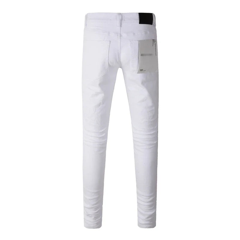 Spring New Men's White Skinny Jeans High Quality Slim Fit Trousers Streetwear Hip Hop Style Casual Fashion Stretch Denim Pants