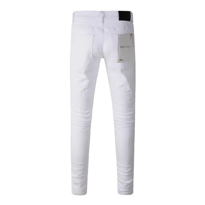 Spring New Men's White Skinny Jeans High Quality Slim Fit Trousers Streetwear Hip Hop Style Casual Fashion Stretch Denim Pants
