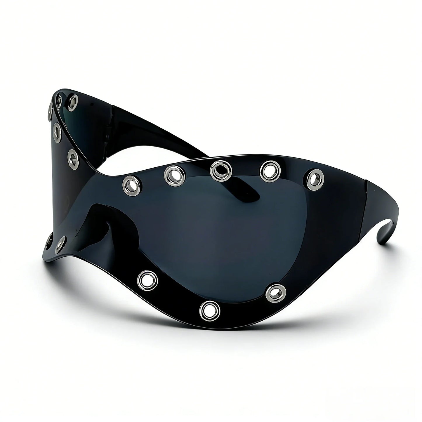 Unisex Y2K Punk Fashion Sunglasses - Futuristic One-Piece Goggles Metal Ring Rave sunglasses womenfor Rave & Cyber Party