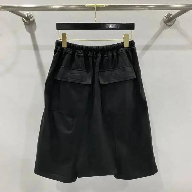 Summer New Men's Tide Y2K Original Design High Street cotton Fashion Punk Dark Casual Loose Cropped Pants Shorts Ins HK5611